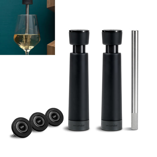 Airtender Complete Wine Aerator Set + Wine Vacuum Pump + 3 caps